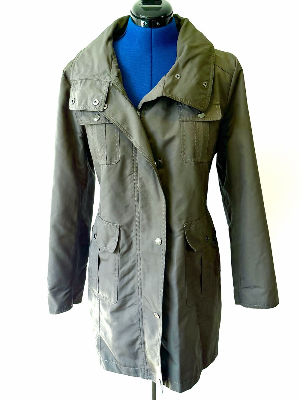 Ellen Tracy Olive Green Utility Jacket with Flap Pockets